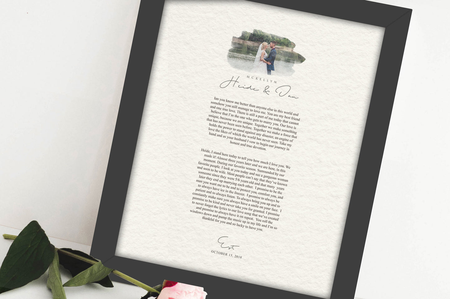 Our Wedding Vows Paper Anniversary Photo Gift - HoneycombProverbs - Giclée - Wedding Vow Wall Art