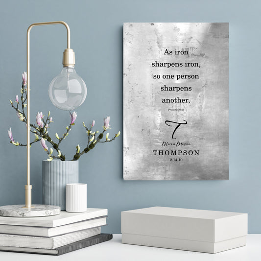 Proverbs 27:17, Monogrammed Gift for Couples - HoneycombProverbs - Gifts For The Couple - Tin Anniversary Gifts