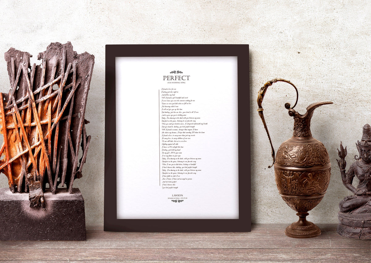 Framed Wedding Song on Pure Strathmore Cotton - HoneycombProverbs - Gifts For The Couple - 2nd Anniversary Gifts