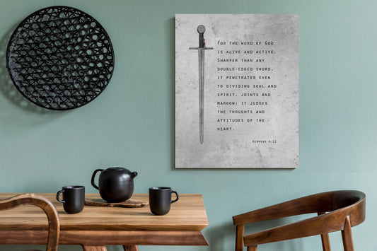 Christian Wall Art for Him, Hebrews 4:12 Sign - HoneycombProverbs - Signs - Tin and Aluminum Gifts