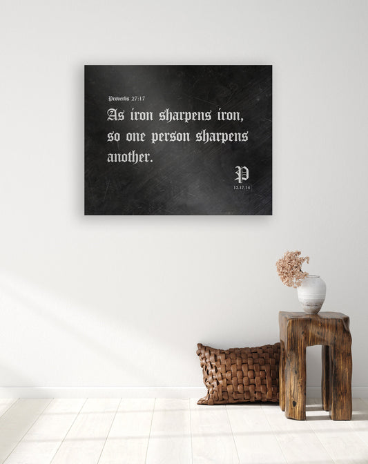 As Iron Sharpens Iron; Old English Metal Wall Art - HoneycombProverbs - Gifts For The Couple - Christian Wall Art