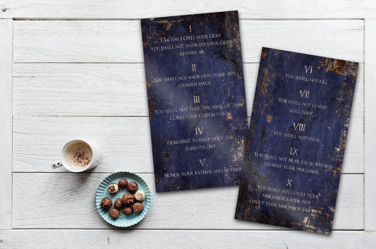 Saphire-Stone Inspired, Ten Commandments Metal Tablets - HoneycombProverbs - Wall Hangings - Christian Wall Art