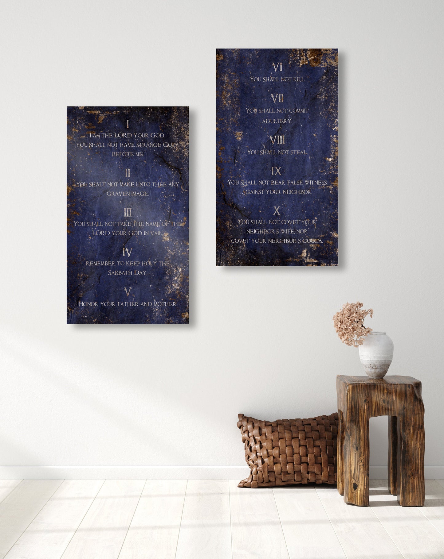 Saphire-Stone Inspired, Ten Commandments Metal Tablets - HoneycombProverbs - Signs - Christian Wall Art