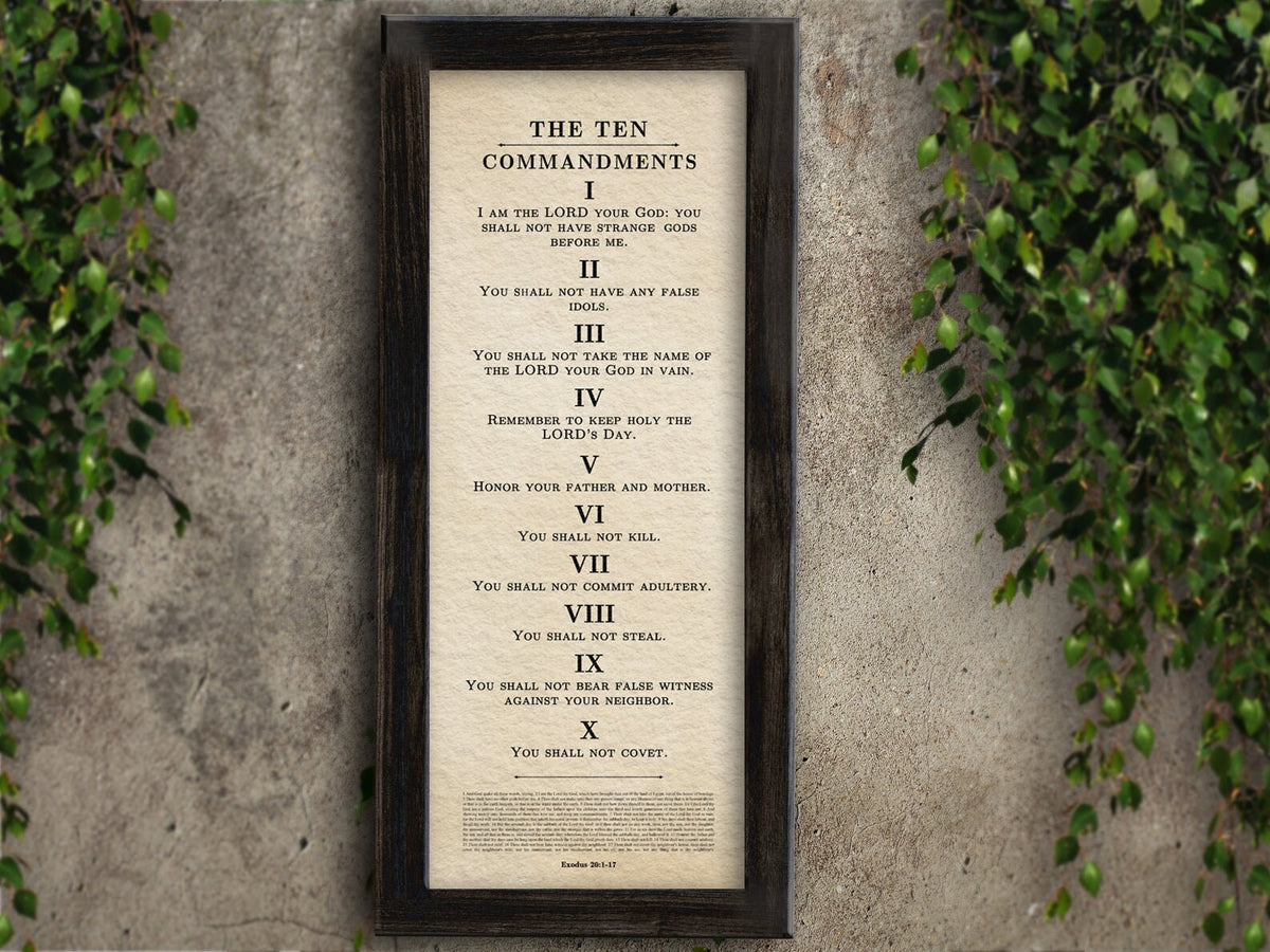 Framed Ten Commandments Parchment Wall Art, additional view 9, 1st anniversary paper