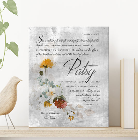 Rustic Floral Proverbs 31 Wall Decor - HoneycombProverbs - Signs - Tin and Aluminum Gifts
