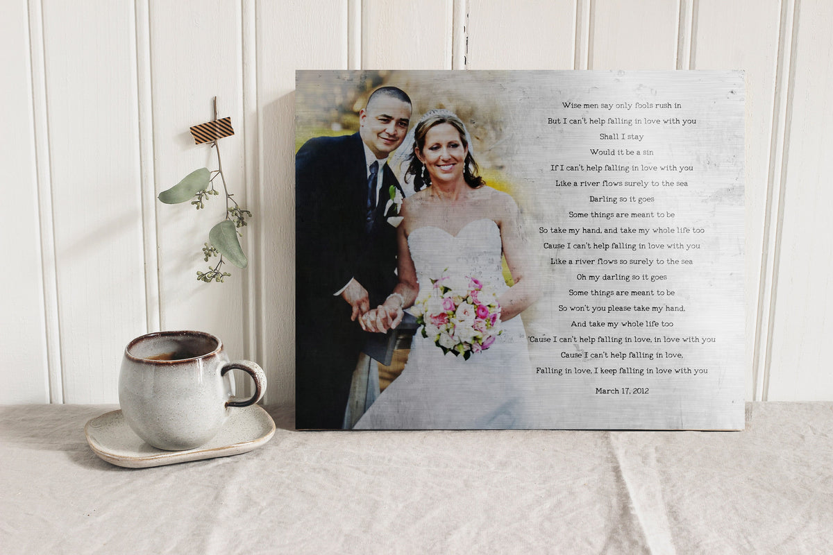 Vintage Tin Photo Gift: Custom Vows or Lyrics, 10th Anniversary