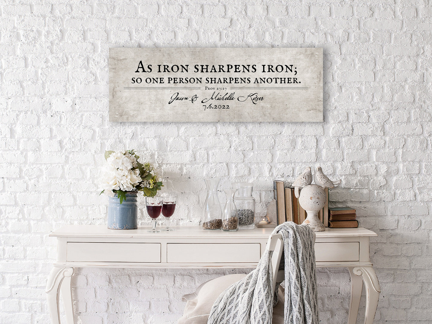 Iron sharpens Iron Vintage Cotton Canvas - HoneycombProverbs - Giclée - Christian Wall Art