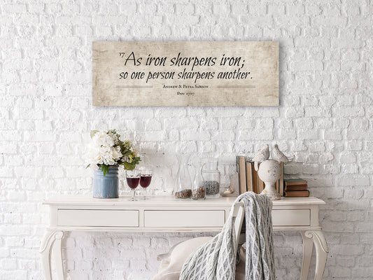 Cotton Iron sharpens Iron Wall Art, Men Anniversary Gift - HoneycombProverbs - Giclée - 2nd Anniversary Gifts
