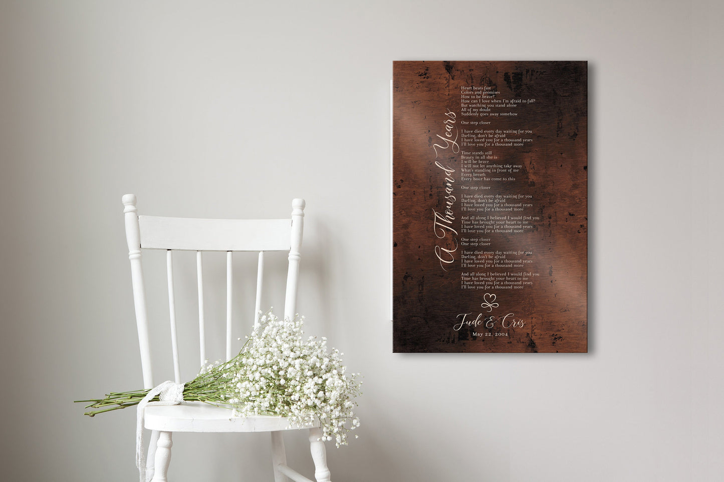Infinity Heart Custom Song Lyric Sign on Bronze - HoneycombProverbs - Signs - Bronze Anniversary Gifts