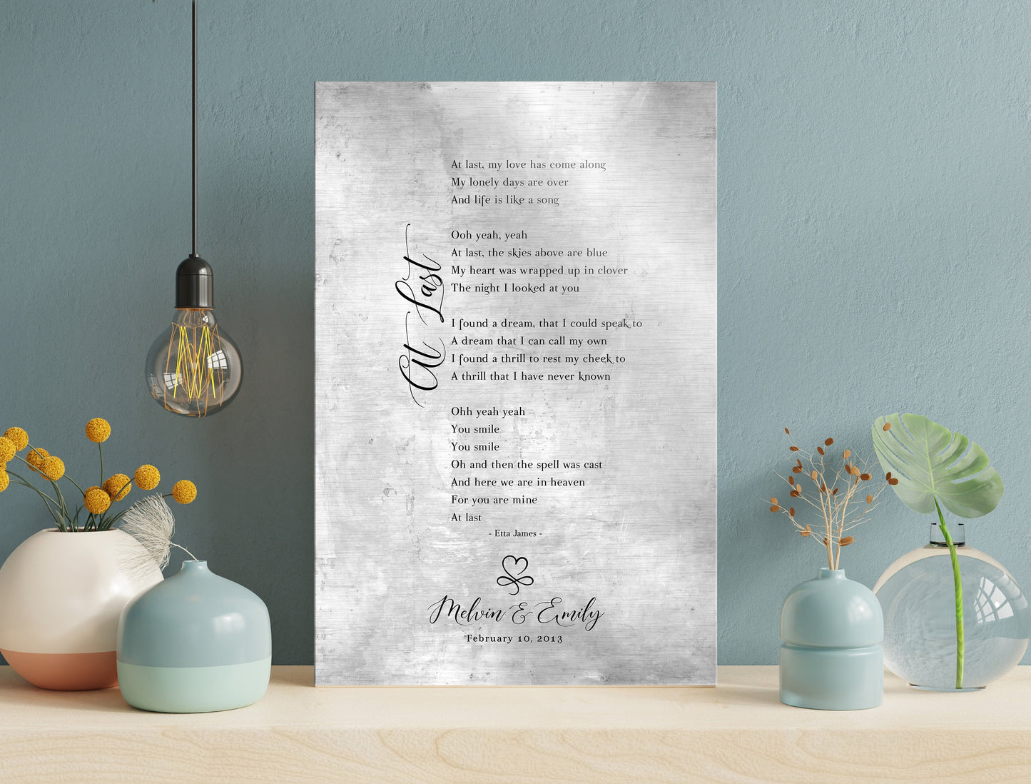 Infinity Heart Custom Song Lyric Sign on Tin - HoneycombProverbs - Signs - Rustic Lyrics Wall Decor