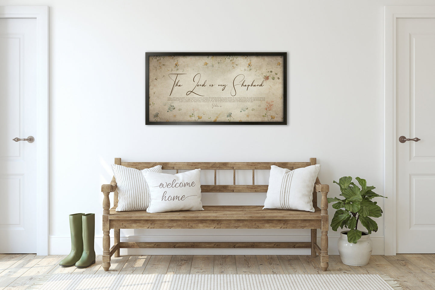 Psalm 23, Cottage Garden Floral - HoneycombProverbs - Giclée - Christian Wall Art