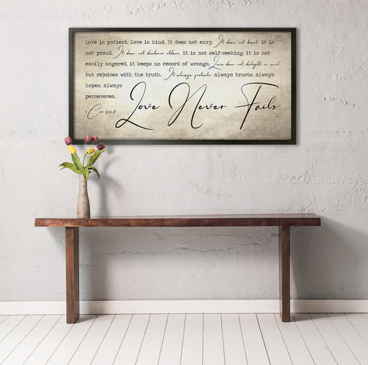 Vintage Couple's Decor, Love Never Fails Art - HoneycombProverbs - Giclée - Christian Wall Art