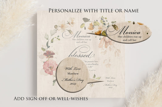 Proverbs 31 Wood Plaque for her, Personalized, Her Children call her blessed, Womens Religious, Christian Gift, 5th Anniverary for gift wife