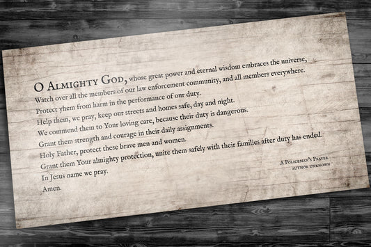 A Policeman's Prayer Memorial Plaque - HoneycombProverbs - Signs - Christian Wall Art