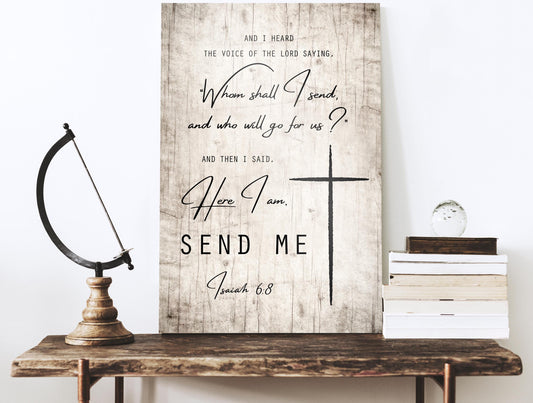 Rustic Wood Bible Verse Plaque: Send Me Lord, Personalized Christian Wall Art - HoneycombProverbs - Signs - Luxury Corporate Gifts