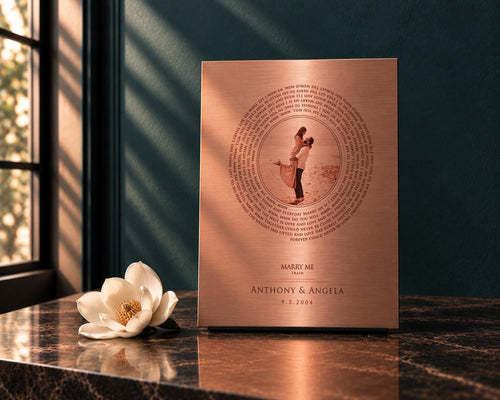 Personalized Vinyl Record art with Photo in Copper