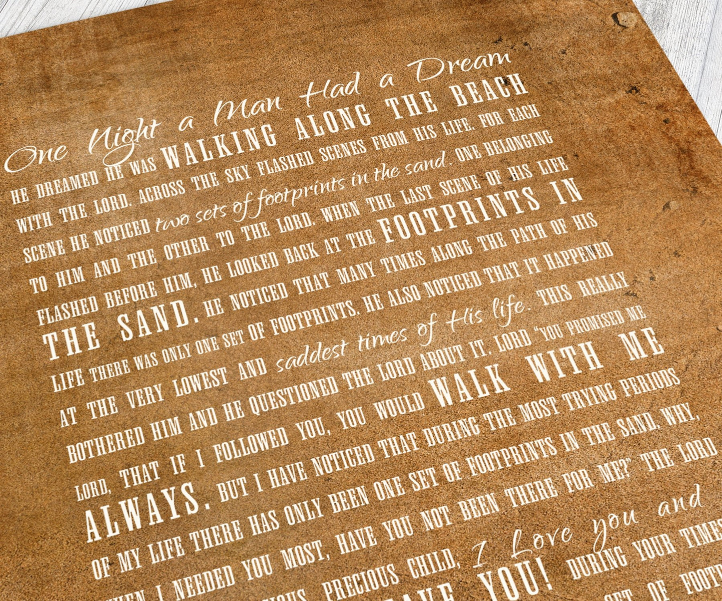 Footprints in the Sand Framed, Industrial farmhouse Decor, Weathered Christian Metal Decor, Industrial Beach Decor, Country Beach, Art print