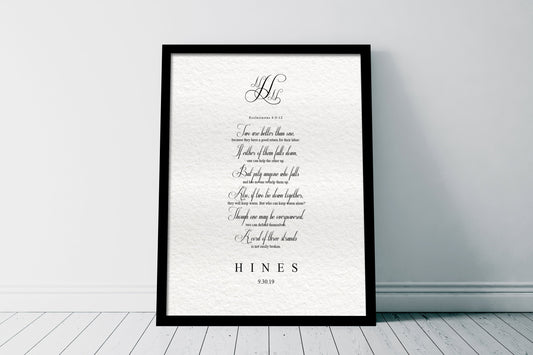 Framed Wedding Keepsake Ecclesiastes 4:9-12