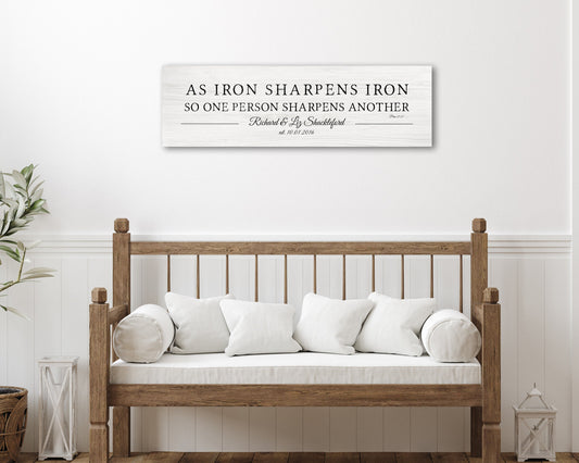 As Iron Sharpens Iron Sign, Wood Anniverary Gift