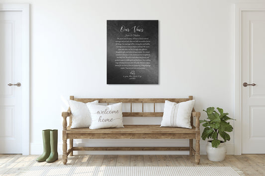 Wedding Vow Plaque, Wedding Vow Decor, Iron Alloy Gift, Anniversary Gift, Couples Wedding Gift with Vows, Custom Wedding Vow Print, Momento