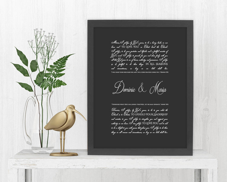 Paper Anniversary Wedding Vow Art from Honeycomb Proverbs, personalized and handcrafted in Texas