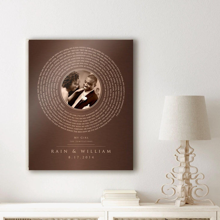 Personalized bronze photo and song vinyl record art