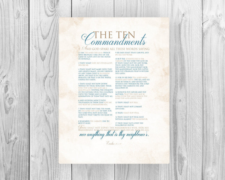 Canvas Ten Commandments Art from Honeycomb Proverbs, personalized and handcrafted in Texas