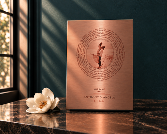 Personalized Vinyl Record art with Photo in Copper