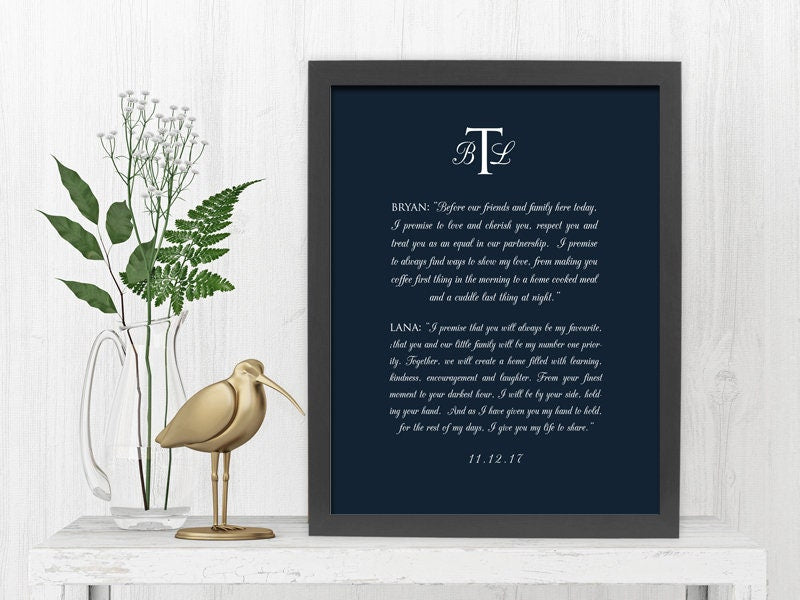 Monogrammed Wedding Vow Art - HoneycombProverbs - Giclée - Wedding Vow Wall Art