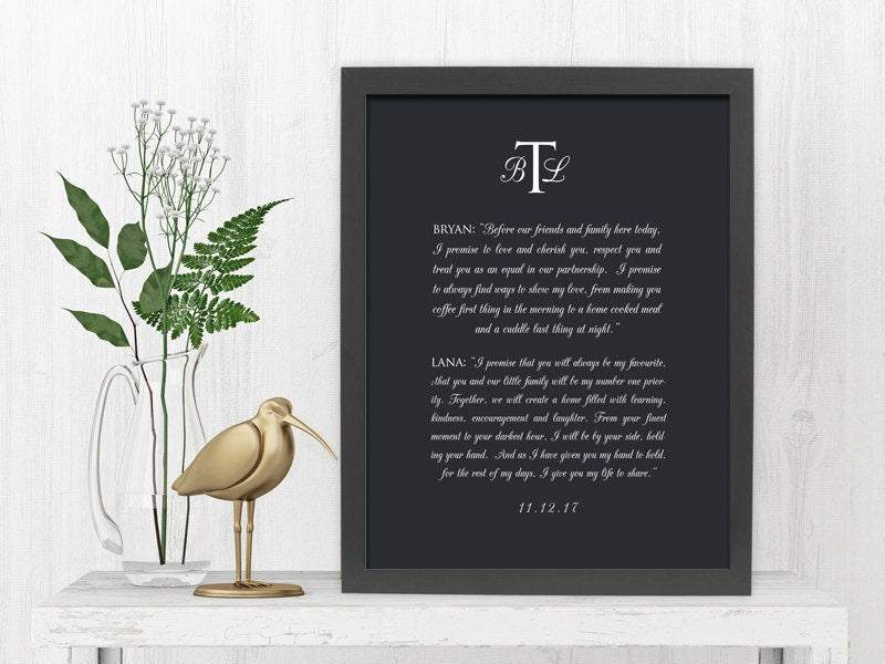 Monogrammed Wedding Vow Art - HoneycombProverbs - Giclée - Wedding Vow Wall Art