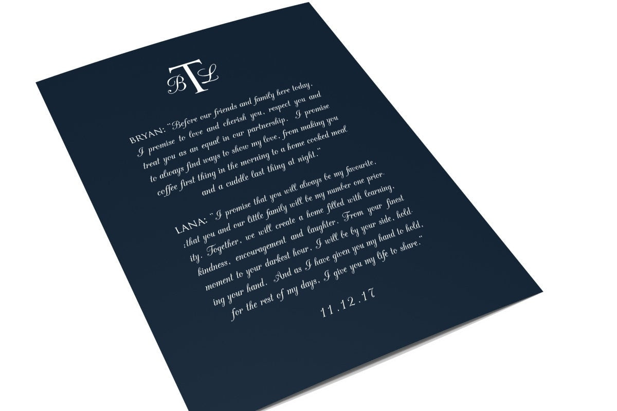 Monogrammed Wedding Vow Art - HoneycombProverbs - Giclée - Wedding Vow Wall Art