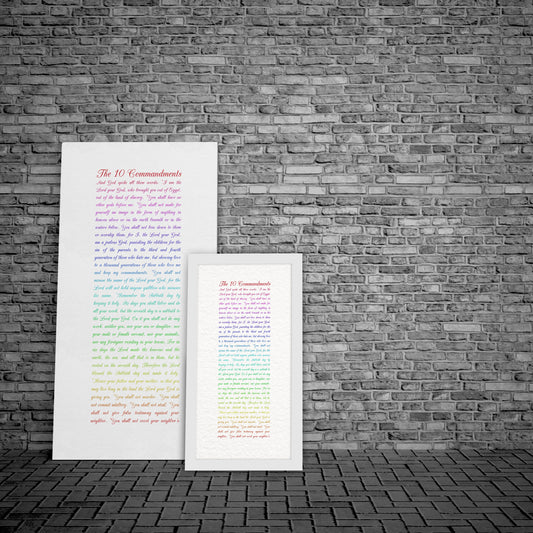 Ten Commandments in Color - HoneycombProverbs - Religious Home & Decor - Christian Wall Art