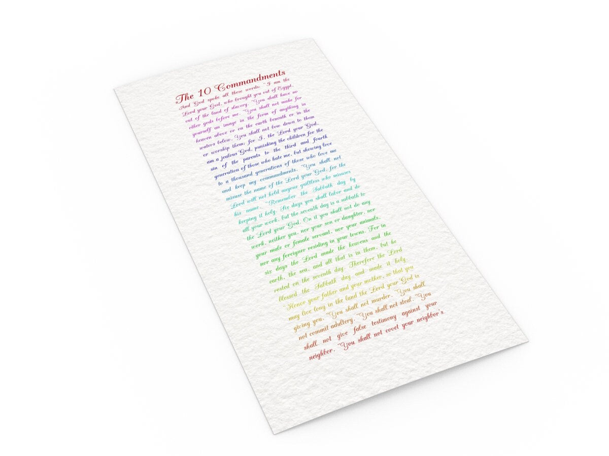 Ten Commandments in Color - HoneycombProverbs - Religious Home & Decor - Christian Wall Art