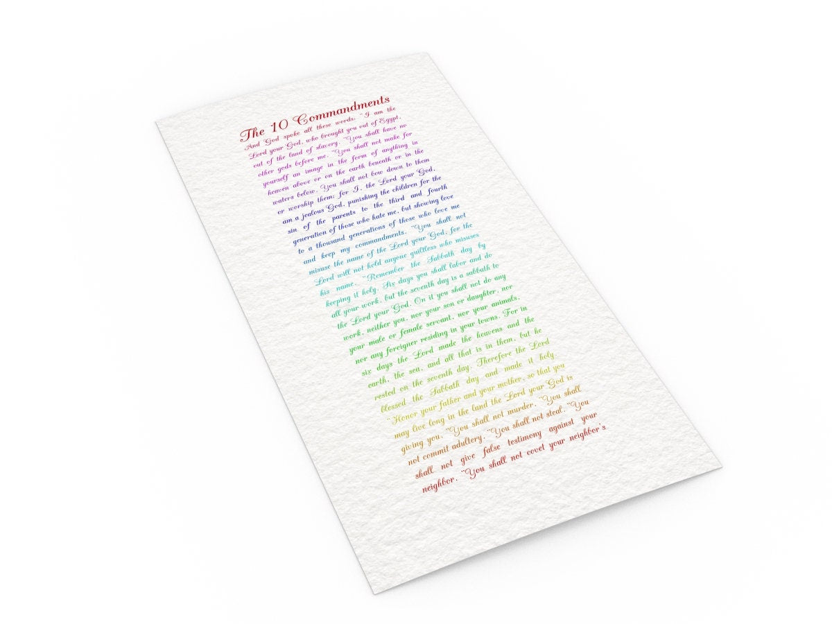 Ten Commandments in Color - HoneycombProverbs - Religious Home & Decor - Christian Wall Art