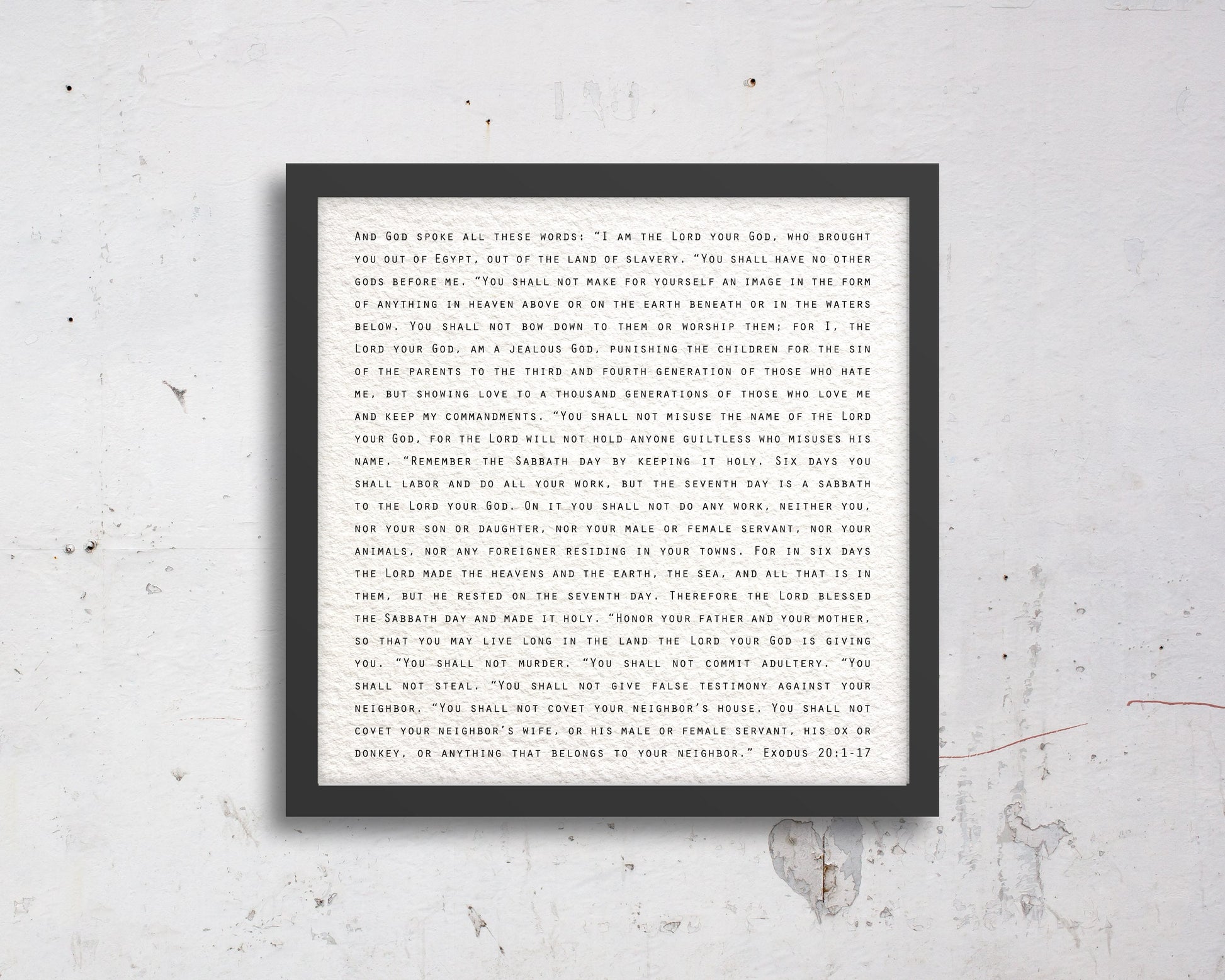 The 10 Commandments Black and White Modern Decor - HoneycombProverbs - Giclée - Christian Wall Art