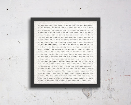 The 10 Commandments Black and White Modern Decor - HoneycombProverbs - Giclée - Christian Wall Art