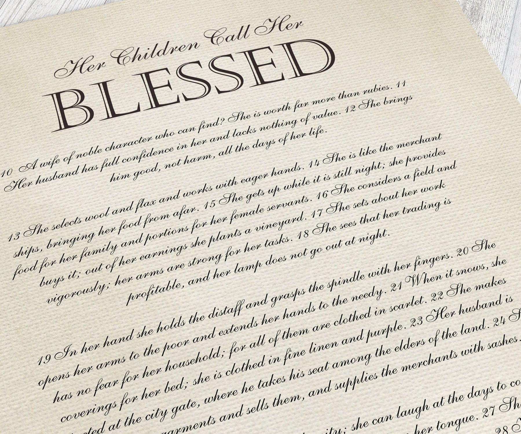 Her Children Call her Blessed Framed Christian Gift - HoneycombProverbs - Giclée - Christian Wall Art