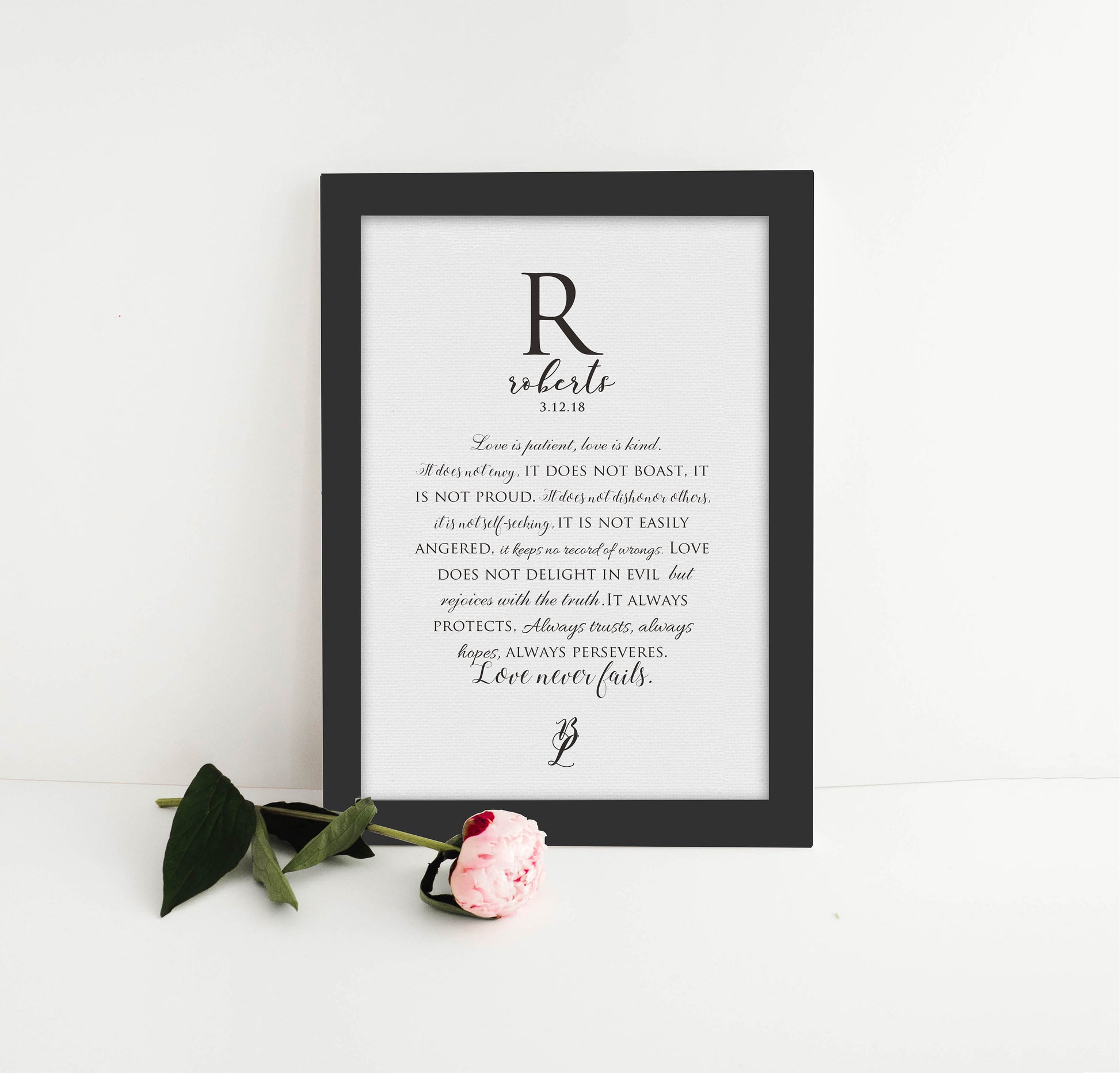 1 Corinthians 13 Personalized Framed or Canvas Wedding Gift - HoneycombProverbs - Giclée - Christian Wall Art
