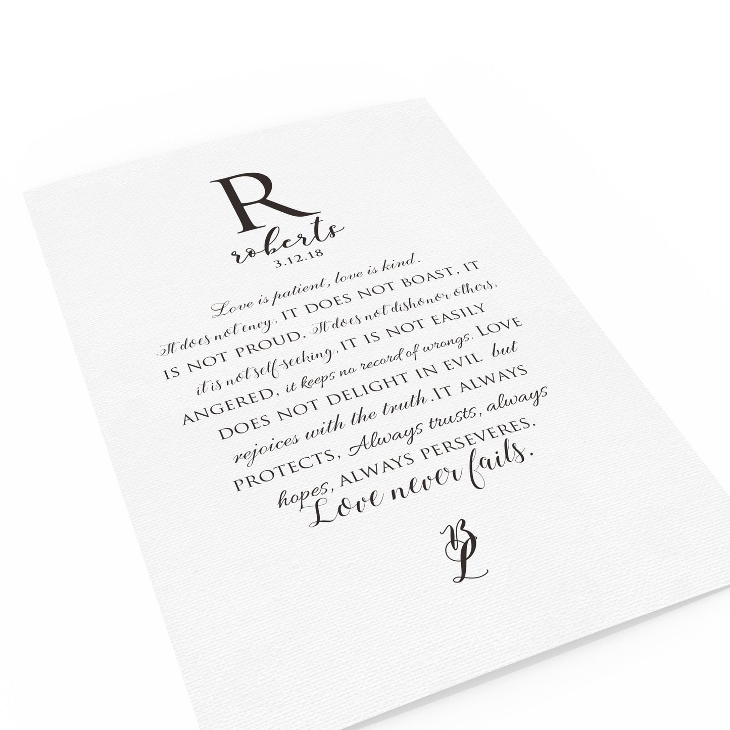 1 Corinthians 13 Personalized Framed or Canvas Wedding Gift - HoneycombProverbs - Giclée - Christian Wall Art