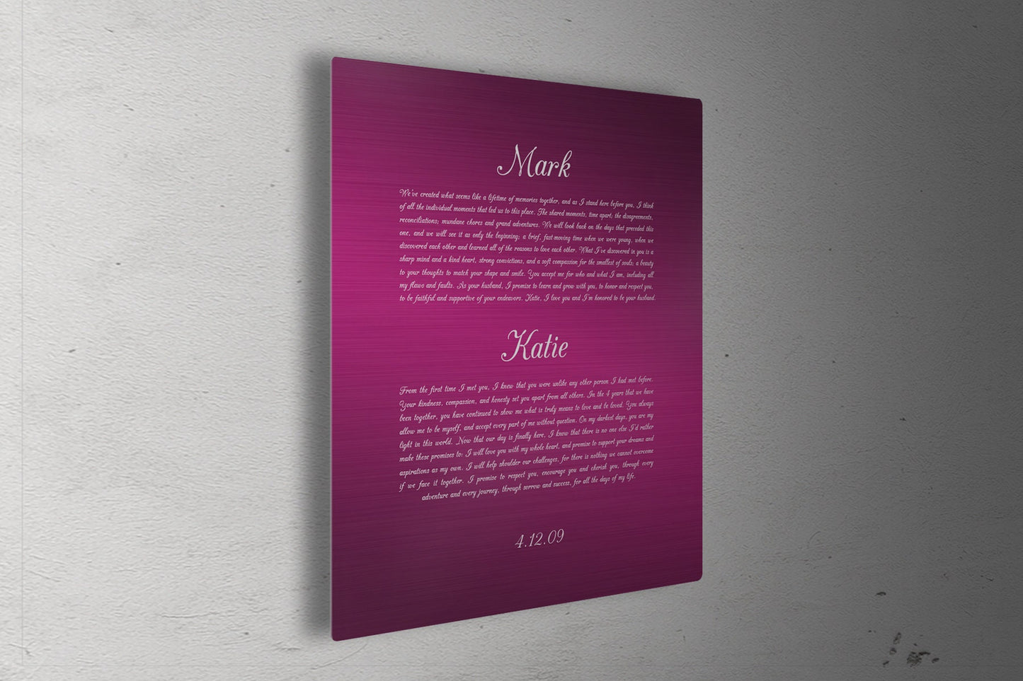 Wedding Vows Printed on Metal - HoneycombProverbs - - Wedding Vow Wall Art