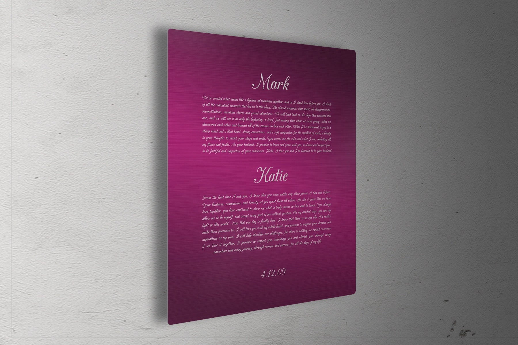 Wedding Vows Printed on Metal - HoneycombProverbs - - Wedding Vow Wall Art