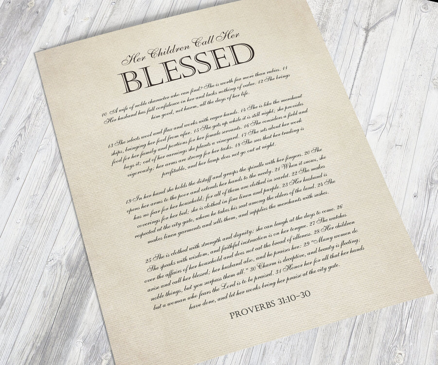 Her Children Call her Blessed Framed Christian Gift - HoneycombProverbs - Giclée - Christian Wall Art