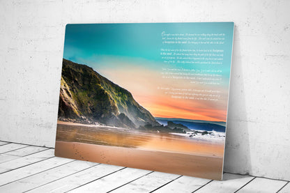 Footprints in the Sand, Scenic Metal Christian Decor - HoneycombProverbs - Signs - Tin and Aluminum Gifts