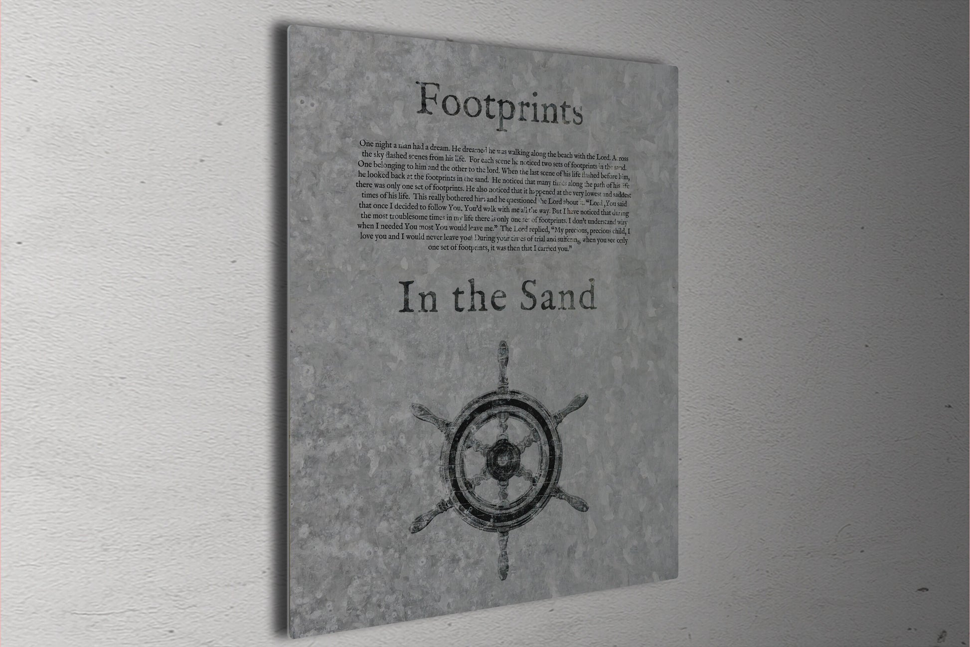 Footprints in the Sand, Galvanized Metal Sign - HoneycombProverbs - Signs - Christian Wall Art