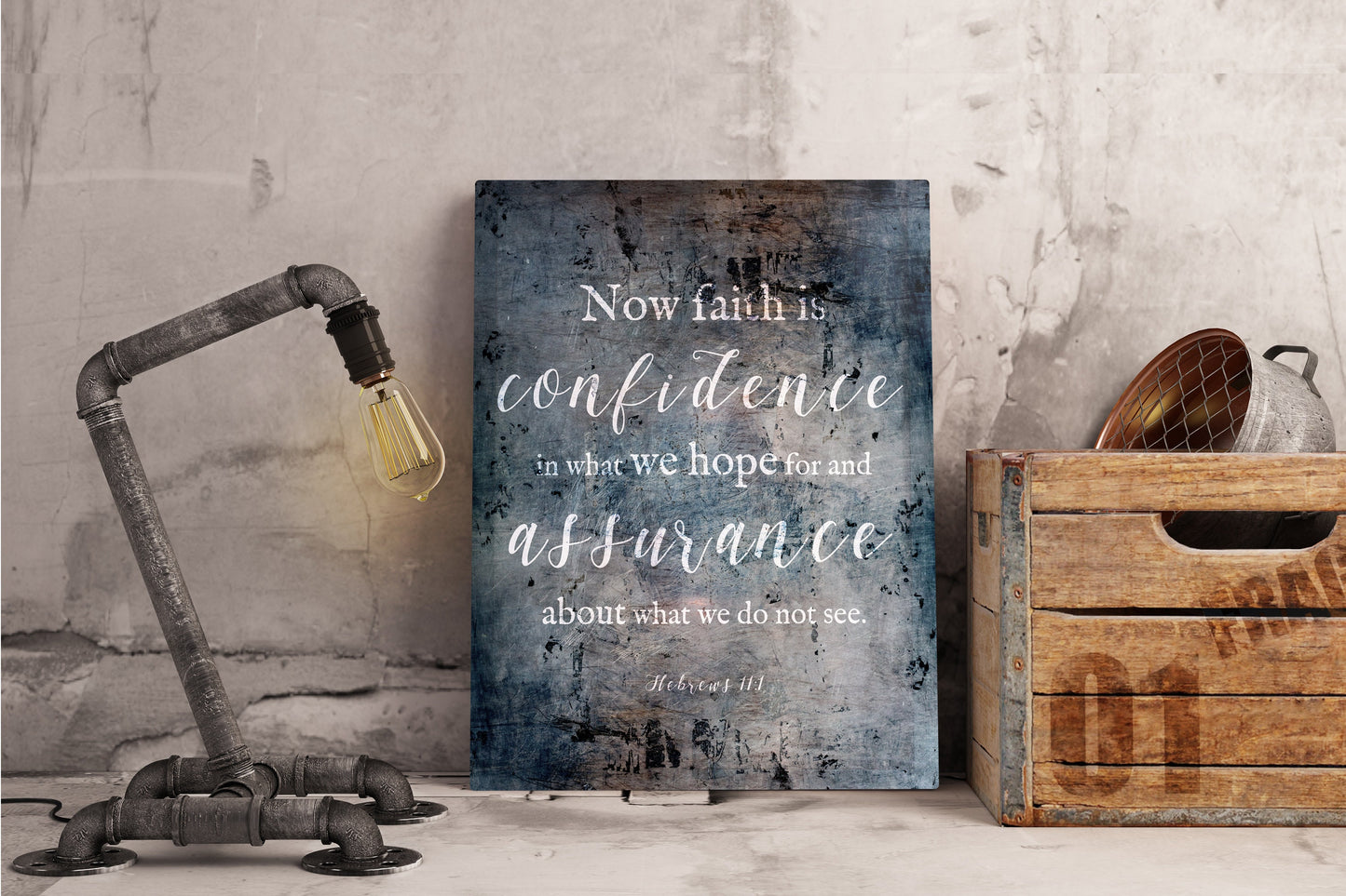 Hebrews 11:1 Distressed Metal Sign - HoneycombProverbs - Signs - Christian Wall Art