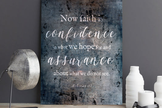 Hebrews 11:1 Distressed Metal Sign - HoneycombProverbs - Signs - Christian Wall Art