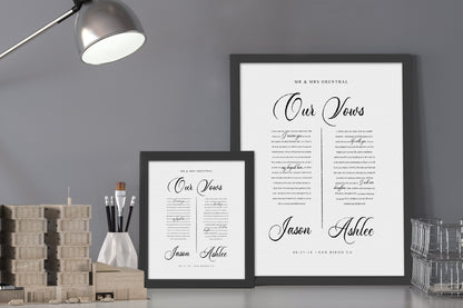 Framed Paper Anniversary Gift with Vows - HoneycombProverbs - Giclée - Wedding Vow Wall Art
