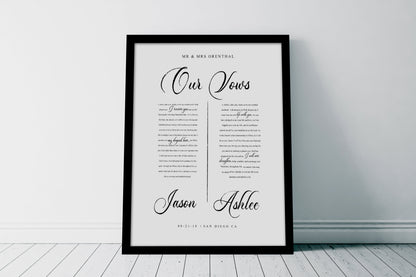Framed Paper Anniversary Gift with Vows - HoneycombProverbs - Giclée - Wedding Vow Wall Art
