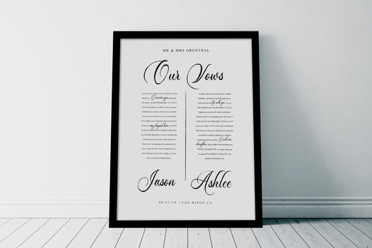 Framed Paper Anniversary Gift with Vows - HoneycombProverbs - Giclée - Wedding Vow Wall Art