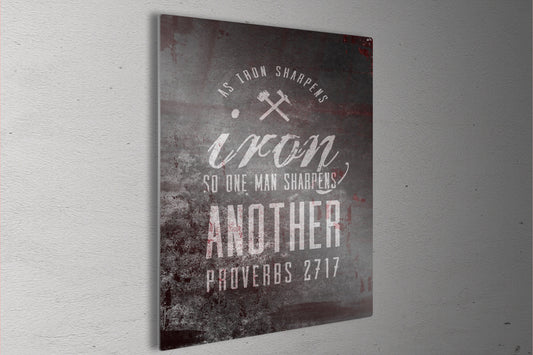 Iron Works Sign As Iron Sharpens Iron - HoneycombProverbs - Wall Decor - Christian Wall Art